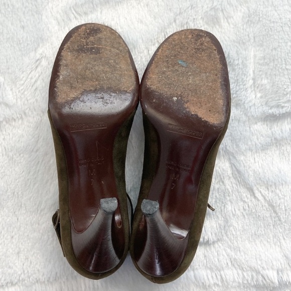 Marc Jacobs Olive Green Suede Mary Jane Heels Pumps with Ankle Strap, size 7 - Picture 9 of 10